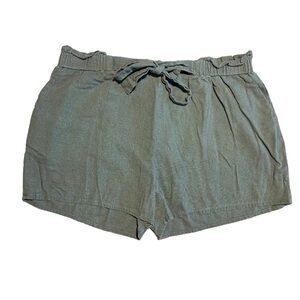 $5 Sale Ambiance Apparel Green/Gray Linen Blend Shorts, 3X